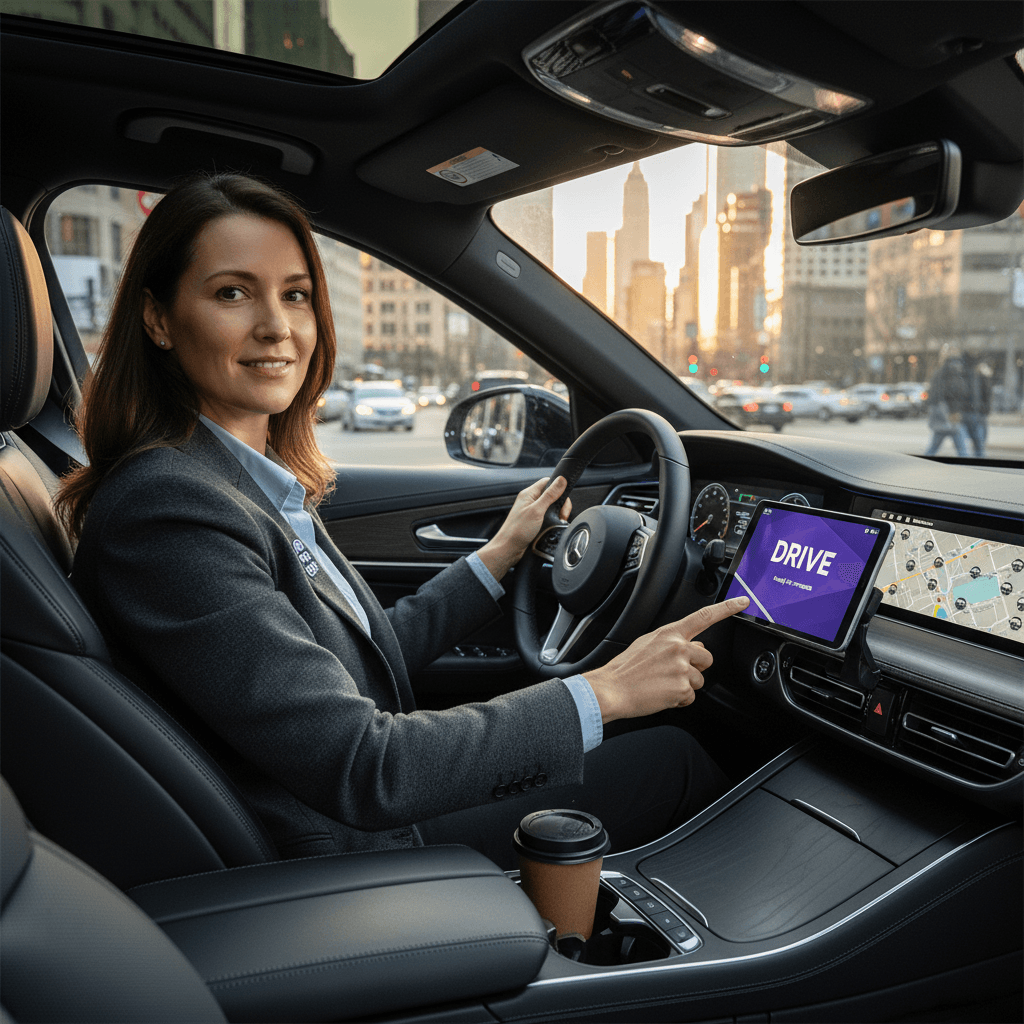 Clean professional vehicle for rideshare driver